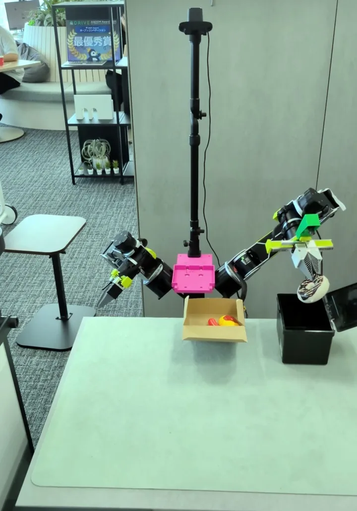 Dual-arm mobile AI robot: Transport the object